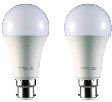 TEKLED® A60 DIMMABLE LED Bulbs | B22 Bayonet Cap | Energy Saving 12W Light Bulb 100W Incandescent Bulb Equivalent | 4000K 1020LM | 2-Pack | Cool White