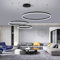 FUMIMID LED Pendellampe Wohnzimmerlampe Pendelleuchte Dimmbar Mit Fernbedienung Kronleuchter Moderne Esstischlampe Aluminium Runde Acryl Beleuchtung Deckenleuchte,Schwarz,3laps60+80+100cm