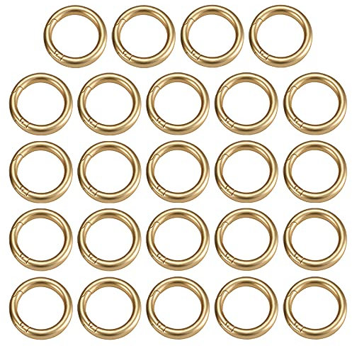 Niaciswe Mini Karabiner 24 Stück - Rund Klein Karabinerringe aus Zinklegierung, Ring Schnalle Federclip in Gold, 28 mm für Taschen DIY Handwerk Machen