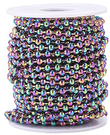 PandaHall Kugelkette aus Edelstahl, 4 mm, mehrfarbig, 100 m