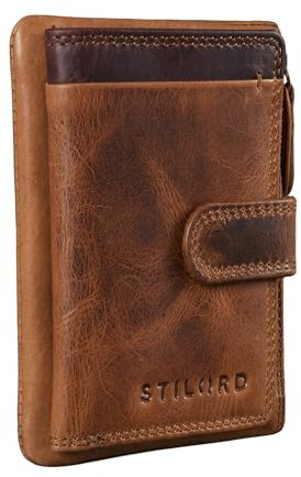 STILORD 'Garrett' 2-in-1 Geldbörse und Schlüsseltasche Leder Damen und Herren Kartenetui Portemonnaie mit Schlüssel-Fach klein EC Schlüsseletui Slim Wallet RFID Schutz, Farbe:Kara - Cognac