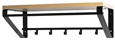 HAKU Wandgarderobe eiche, schwarz, MDF, Metall - Maße: B 70 x H 23 x T 30 cm, Style: Modern