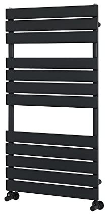Milano Lustro Black Flat Panel Heated Towel Rail - 1200mm x 600mm