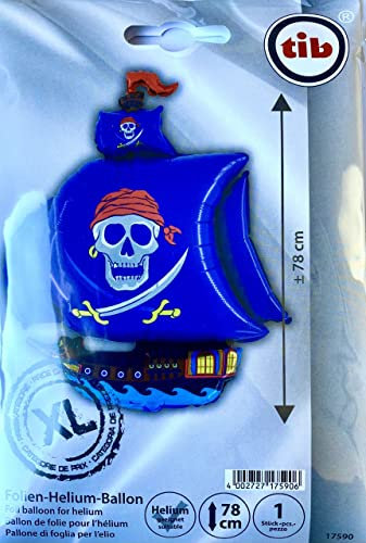 XL Folienballon * PIRATENSCHIFF * als Deko für Kindergeburtstag und Piraten-Party | 78cm | für Luft und Helium | Totenkopf Pirates Kinder Geburtstag Ballon Dekoration Folienballons