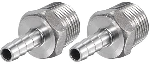 sourcing map Manguera Espiga Montaje 8mm OD X 1/2PT Macho Rosca 304 Inoxidable Acero Recto Tubo Conector para Agua Aire Combustible, Paquete de 2