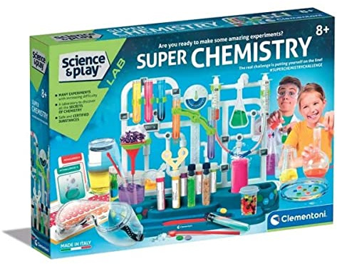 Clementoni- Science & Play: Extra Chemistry Lab for Kids, STEM Educational Experiment Kit for Learning Chemistry and Scientific Principles, Fun Hands-On Experiments with Safe Materials (8+ Years)