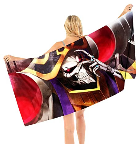 Jilijia Overlord Strandtuch Ooal Gown/Albedo Strandtuch Schnelltrocknend Badetücher Mikrofaser Weich Cartoon Druck Strand Badetuch