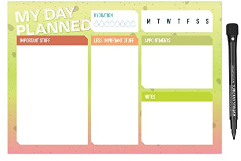 Magnetic To Do List, Daily Planner and Organiser for Fridge, Whiteboard or Office – Get Organised, Reduce Stress, Daily Schedule or Shopping List with My Day Planned Design