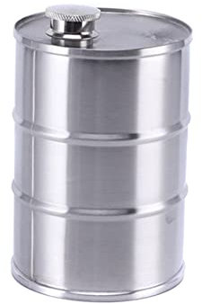 304 Edelstahl Flachmann Kanister, 750ML Zylindrische Weinflasche Tragbare Taschenflasche Whiskey Flachmann Benzin fassförmiger Flachmann für Männer Bergsteiger Bar Party Trinker Geschenk