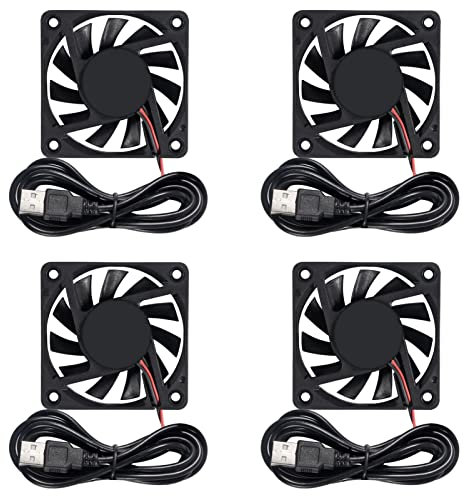 Ventilateur 60mm, 4-Pack 5Volt 0.18A USB 60x60x10mm 6010 Brushless DC Computer CPU Heat Sink Cooling Cooler Fan 60mm x 10mm