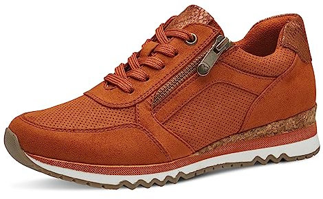 MARCO TOZZI Damen Sneaker flach mit Schnürsenkeln und Reißverschluss Vegan, Orange (Rust Comb), 38