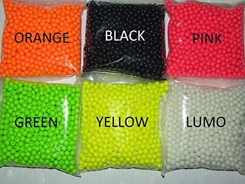 FFT Fishing Beads 5mm 6mm 8mm Bait Lure Rig Green Yellow Lumo Red Black (5mm, Black)