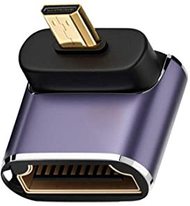 chenyang CY Adaptateur convertisseur micro HDMI 2.1, micro HDMI mâle vers HDMI femelle coudé à 90 degrés vers le bas UHD