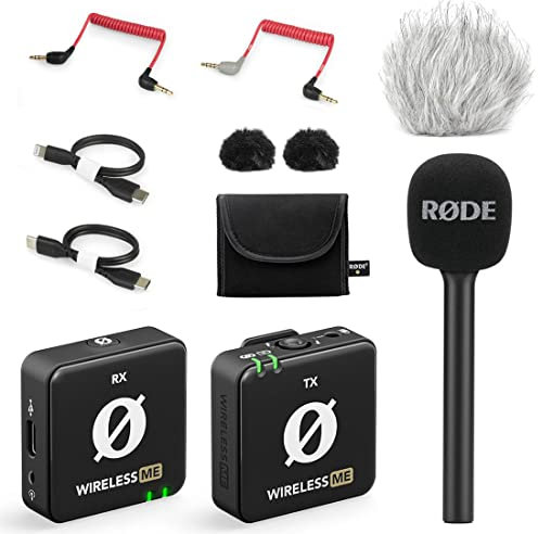 Rode Wireless ME - Sistema microfono senza fili + adattatore manuale Interview GO + protezione antivento Keepdrum