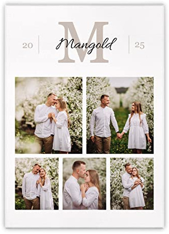 Maverton Leinwandbild mit eigenem Foto - personalisiertes Foto Leinwand mit Holzrahmen - Größe 30x40 oder 50x70 - Fotoleinwand Collage - Fotobild auf Leinwand für Paar - Brautpaar - 50 x 70 cm