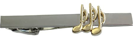 Krawattennadel Musiknoten bicolor glänzend kurz ca. 6 cm lang + Geschenkbox NM1073 Accessoire für die Seidenkrawatte