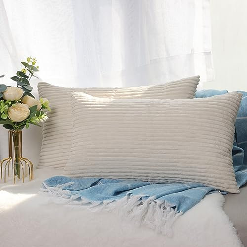 CALIYO Kissenhülle Kord Uni 2er Set, Kissenbezug 40x60 Kissenbezüge für Zierkissen Dekokissen Sofakissen Couchkissen in vielen Farben.