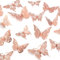 HDKAJL 3D Schmetterlinge Deko, 72 Stück Roségold Schmetterling Wanddeko Wandaufkleber Deko Schmetterlinge Dekoration Schmetterling Wandtattoo für Kinderzimmer Schlafzimmer Wohnzimmer Fasching Deko