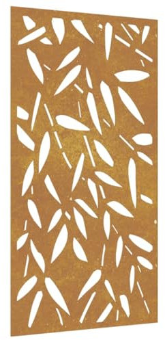 vidaXL Garten Wanddeko, Gartendeko mit Bambusblatt-Design, Wandbild Wandschmuck Wetterfest, Wandkunst Dekoration Wanddekoration, Cortenstahl