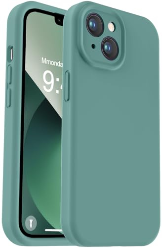 Vooii Compatible with iPhone 13 Case, Liquid Silicone Upgrade [Camera Protection] [Fit for Battery Charger Cases] Shockproof Phone Case for iPhone 13 6.1 inch - Pine Green
