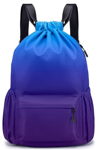 MISWAN Turnbeutel Mädchen Sportbeutel Wasserfest Schwimmtasche Kinder Schwimmrucksack Rucksack Swimming Pool Backpack Damen Sport, Kordelzug Sportsack Schwimmen Gym Bag (Königsblau)