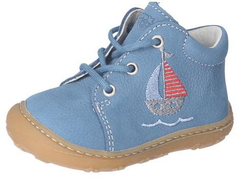 RICOSTA Unisex Stiefel MECKI, Baby und Kleinkinder Lauflernschuhe, Weite: Mittel, lose Einlage, terracare, Leder, Booties, Jeans/Schiff (140), 19 EU