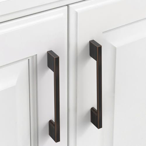 9BUILD 10 Stück Schrankgriffe Ölgeriebener Bronze Lochabstand 128mm Griffe für Küchenschränke Möbelgriffe Küchengriffe griffe möbel Küchenschrank Schranktürgriffe EU0035