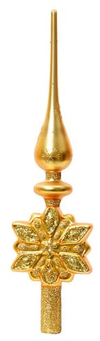zeitzone Christbaumspitze Eisstern Gold Echt Glas Weihnachtsbaumspitze 31cm