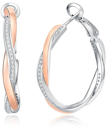 Rose Gold Hoops Earrings for Wome 30mmn, Rose Gold Earrings Hoops Hypoallergenic Huggie Sleeper Earring, Small Hoop Earring for Girls Birthday Gifts for Girls Christmas Gifts