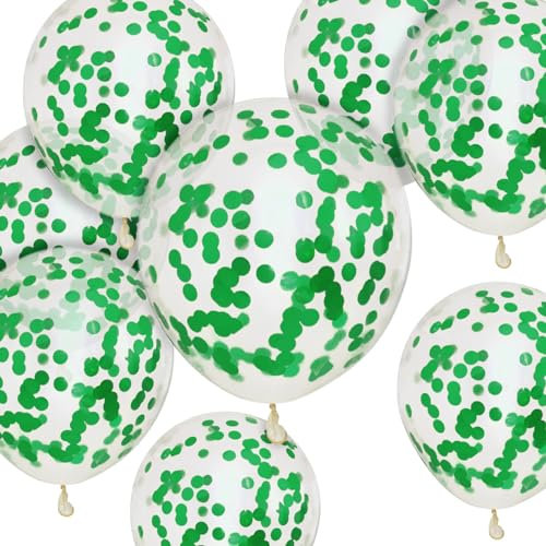 Green Confetti Balloons 50 PCS 12 inch Party Balloons pack Strong Thicken Balloons for Birthday, Kids Party, Weddings, Baby Shower Events Decorations Accessories (Green Confetti Balloons)