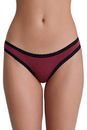 ALBERO NATUR Damen Slip Spitze Bio-Baumwolle Bikinislip Unterwäsche Unterhose (DE/NL/SE/PL, Alphanumerisch, L, Regular, Regular, Tibetrot)