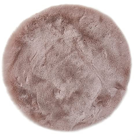 andiamo Sitzkissen Cingoli - Kunstfell Stuhlauflage als Deko Wohnzimmer oder Stuhlkissen - gemütliches Sitzkissen Stuhl Dekokissen ⌀ 40 cm rund 4er Set Altrosa