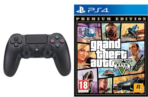 NK Mando para PS4 / PS3 / PC/Móvil Inalámbrico - Wireless Controller con Dualshock & Grand Theft Auto V Edición Premium Juego para PlayStation 4