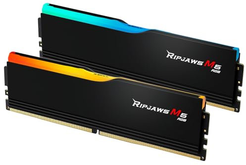 G.SKILL Ripjaws M5 RGB Series DDR5 RAM (Intel XMP 3.0 & AMD Expo) 32 GB (2 x 16 GB) 5200MT/s CL40-40-40-83 1.10 V Computer desktop U-DIMM – nero opaco (F5-5200J4040A16GX2-RM5RK)