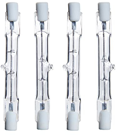 Pineeseatile Bulbi di riscaldatore alogena 4 pcs r7s lampadine a doppia estremità J78 lampadine energiche Risparmio di tungsteno alogeno bulbi di fulmine alogena lineare lunghezza 78 mm, 2250 lume