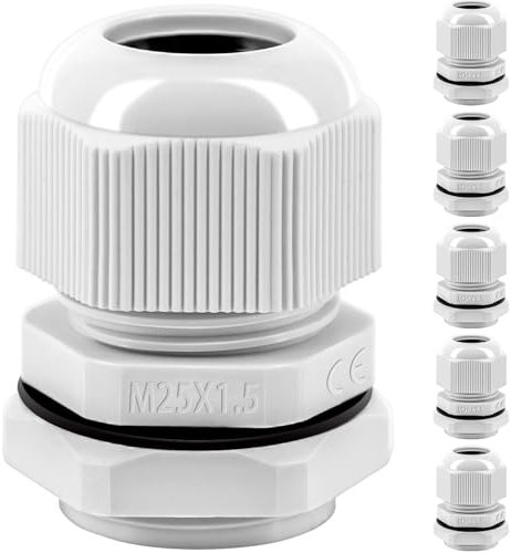Kabelverschraubung Set, Gorffy 6 Stück IP68 Kabeldurchführung Wasserdicht M25, Kabelverschraubungen für Outdoor Garten Schaltkasten Abzweigkasten, Kunststoff Nylon Kabeldurchführungen