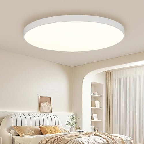 JDONG LED Deckenleuchte 36W Flach Rund Weiß Deckenlampe Ø37CM Modern Warmweiß 3000K Lampe für Schlafzimmer Büro Wohnzimmer Küche Keller Balkon