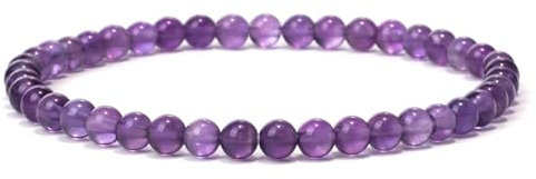 Landorilo Bracciale di Pietre Naturali Rotonde da 4 mm, Braccialetti Yoga Elastico per Uomo e Donne, Bracciali Portafortuna con Perline di Ricambio, Regali di Gioielli(R 3A Ametista)