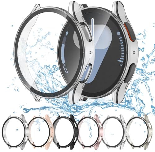 Coque de Protection D'écran Compatible avec Samsung Galaxy Watch 7 40 mm, Film en Verre Trempé Anti-buée Résistant aux Rayures et Coque de Protection Rigide en PC pour (transparente)