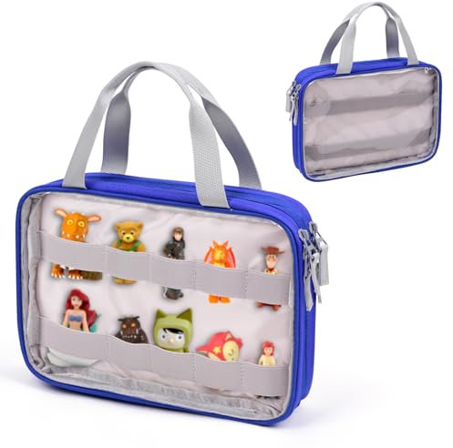 DDgro Carrying Case compatible with Tonies Figures, Toniebox Characters Storage Bag with Handle, Up to 20 Pieces (Blue)