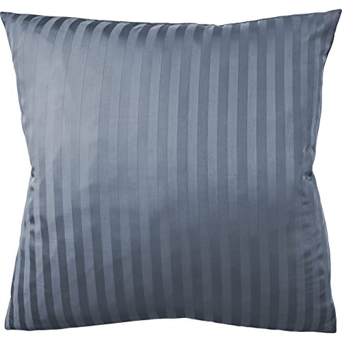 Pure Label Mako Satin Damast Streifen Kopfkissenbezug 80x80 cm aus 100% Baumwolle in dunkelblau| Traumhaft weicher Kissenbezug passend zu unseren Bettwäsche Sets