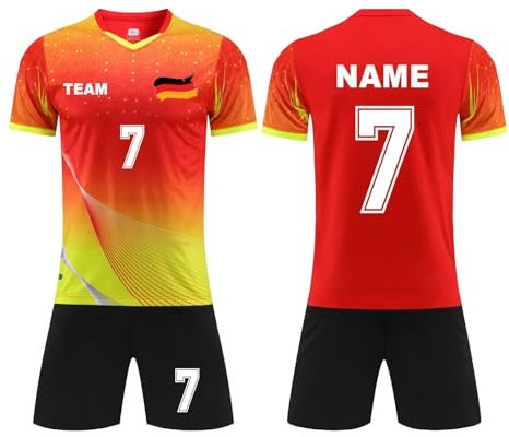 Generisch Deutschland Fussball Trikot Em 2024 mit Eigenem Namen Nummer Logo Herren/Damen,Fussball Trikot Kinder Trikot,Benutzerdefiniertes Personalisierte Fussball Trikot Set für Kinder/Erwachsene