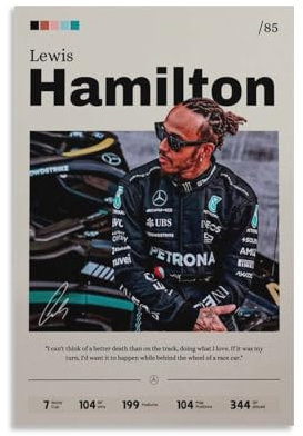 DRDPLXGU Poster di Lewis Hamilton, arte della Formula 1, 30 x 45 cm, decorazione per camera da letto e ufficio