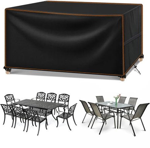 MUPAS Abdeckung Gartenmöbel Winterfest Wasserdicht 420D Oxford Gewebe Abdeckplane Gartenmöbel für Gartentische Terrassenmöbel Outdoor-Tisch Rechteckig Schwarz 150×90×75cm