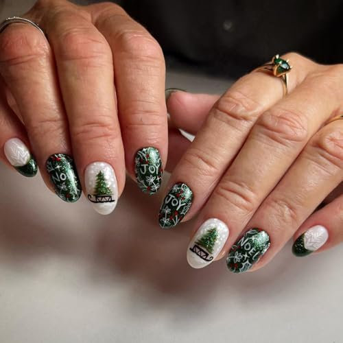 Ceboic 24 Pièces Faux Ongles Court Amande Dégradé Rose Blanc Francais Faux Ongles à Coller Elegant Press on Nails Reutilisable Artificiels Acrylique Fake Nails pour Femmes et Filles