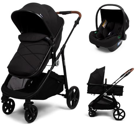Baninni 3-in-1 Kinderwagen mit Multi-Stands und Autositz Nelia, Schwarz