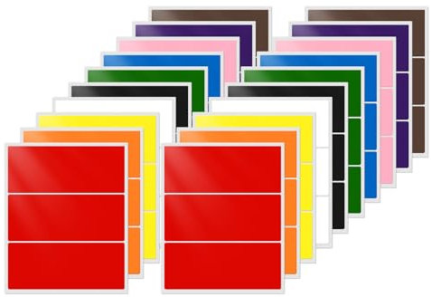 FINDAT Große Rechteckige Etiketten 102 × 51 mm Vinyl Wasserfeste Selbstklebende Namensschilder Aufkleber Klebeetiketten zum Beschriften für Büro Haus Schule DIY 60 Stück 10 Farben