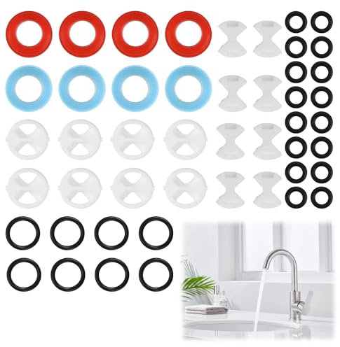 Tap Washers Assorted UK, 48 PCS Tap Washers for Mixer Taps, Mixer Tap Washers, Tap Washer, O Rings for Mixer Taps, with Ceramic Discs 1/2 Turn for Kitchen Sink Leaking Tap Repair