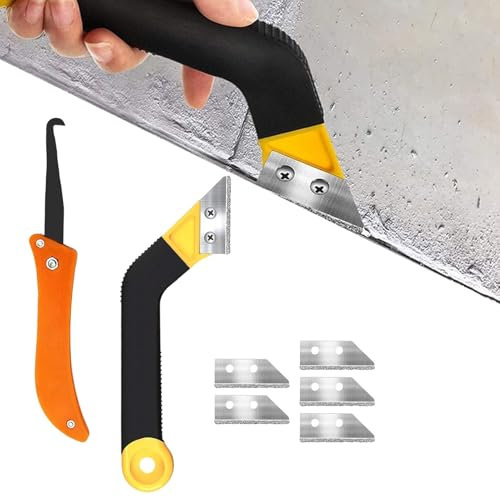 Mivanta 8 Stück Fugenkratzer Fliesen Set, Fliesenfugen Entferner mit abgewinkeltem Griff, Fugenschneider für Fliesenreinigung Bodenfugen Küche Bad, inkl. 7 Ersatzklingen