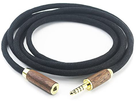 4.4mm Balanced Male to 4.4mm Balanced Female Headphone Audio Adapter Cable male to Female Extension Cord 7N OCC Copper Single Crystal Silver Plated Wire Walnut Wood Shell 1.5m/4.9ft